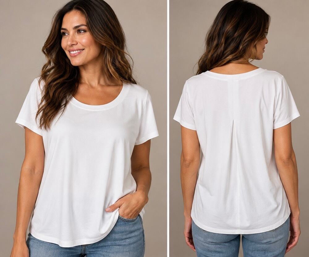J.Jill Luxe Supima Scoop Neck Tee White Petite Small NWT